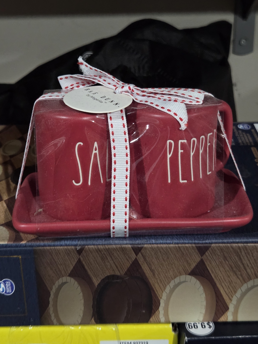 Rae Dunn Matte Red Ceramic Salt & Pepper Set with Tray